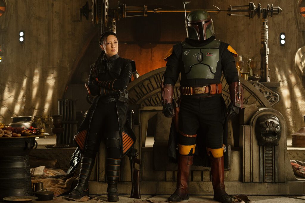 (L-R): Fennec Shand (Ming-Na Wen) and Boba Fett (Temuera Morrison) in Lucasfilm's THE BOOK OF BOBA FETT, exclusively on Disney+.