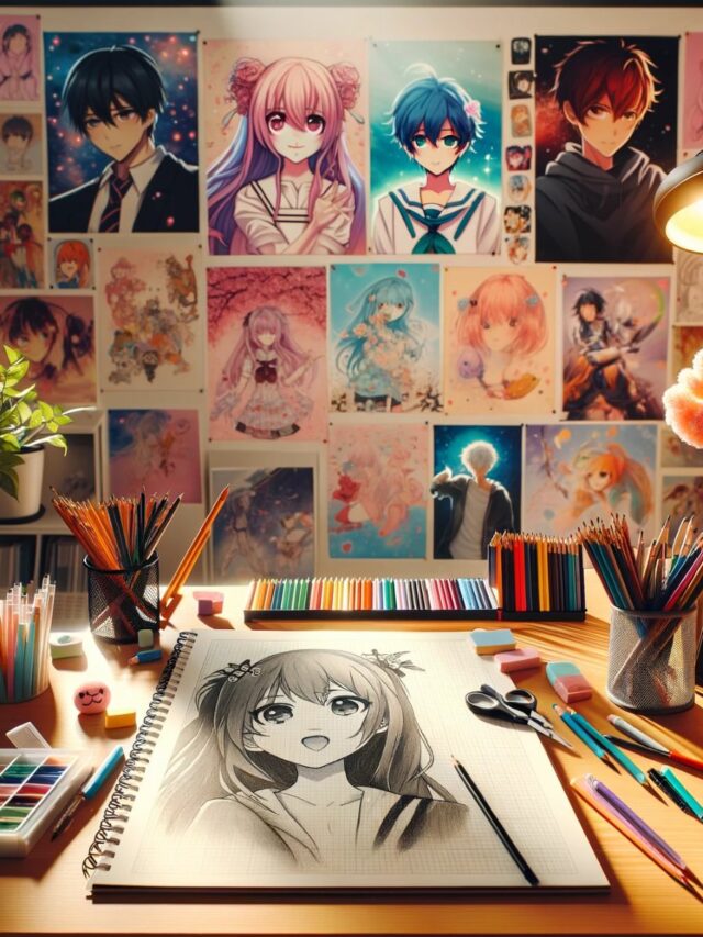 Creative workspace setup for easy anime drawings