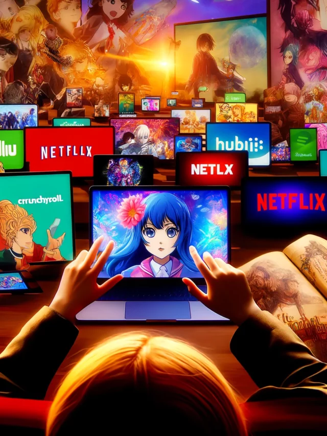 A vibrant collage of various anime streaming platforms