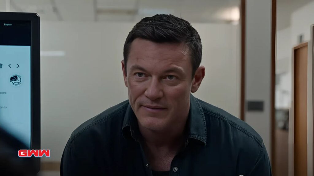 Luke Evans engages intently in a scene from Weekend in Taipe