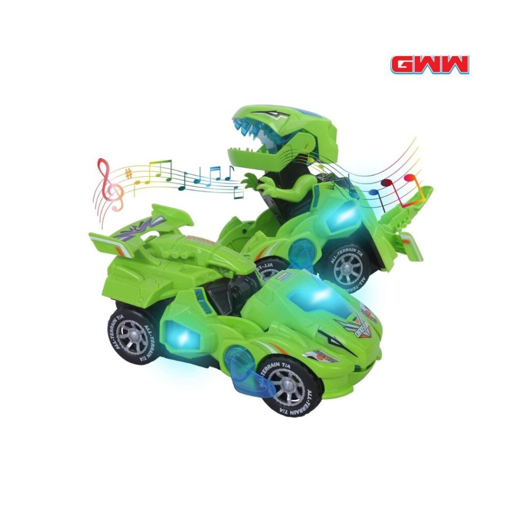 Transforming Car Toys with LED Light and Music Dinosaur Toy