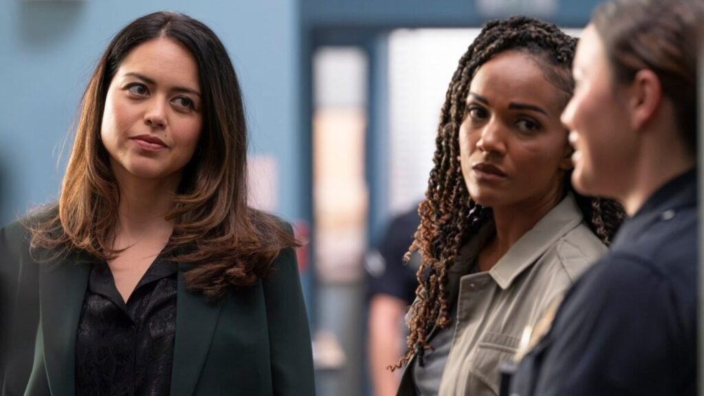 Alyssa Diaz, Mekia Cox, and Melissa O'Neil in The Rookie season 7