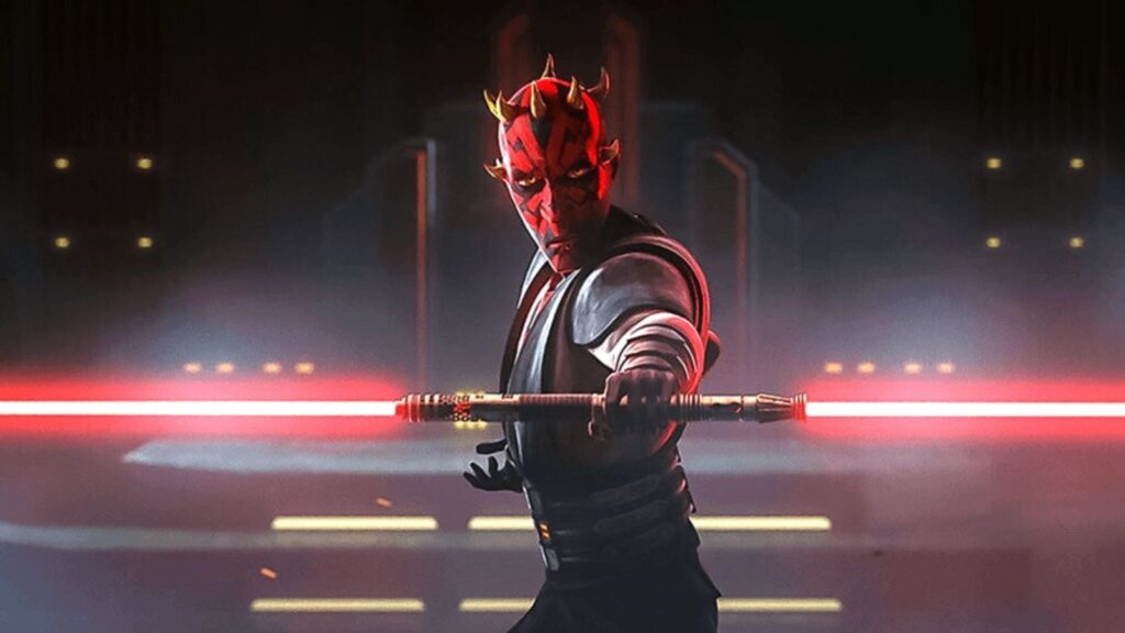 Maul ready to strike in dark hall voiced by Sam Witwer from Maul Shadow Lord