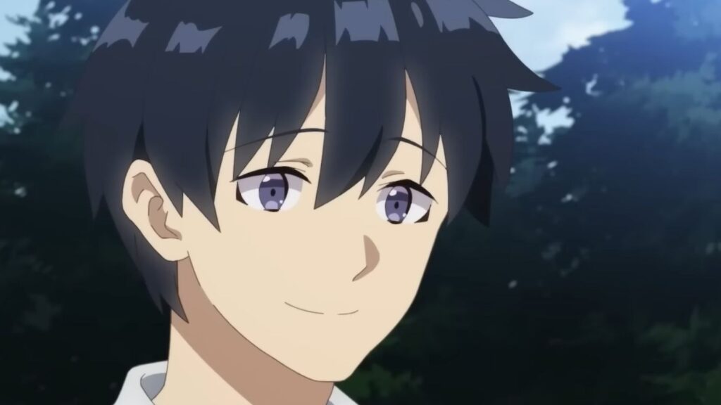 Hiraku Machio smiling peacefully, from Farming Life in Another World season 2