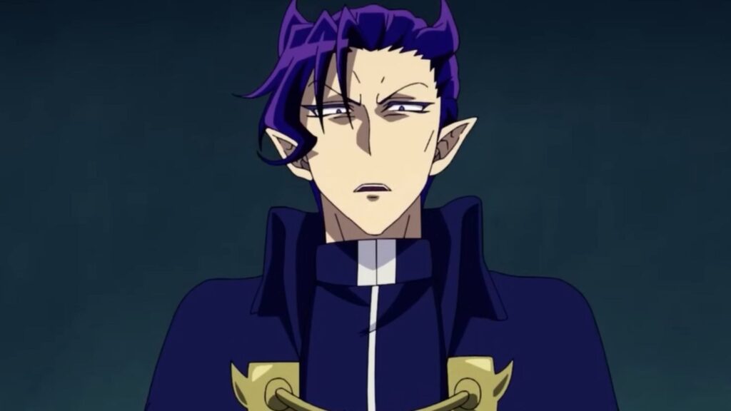 Naberius Kalego speaking seriously during classroom scene, from Welcome to Demon School Iruma-Kun season 2