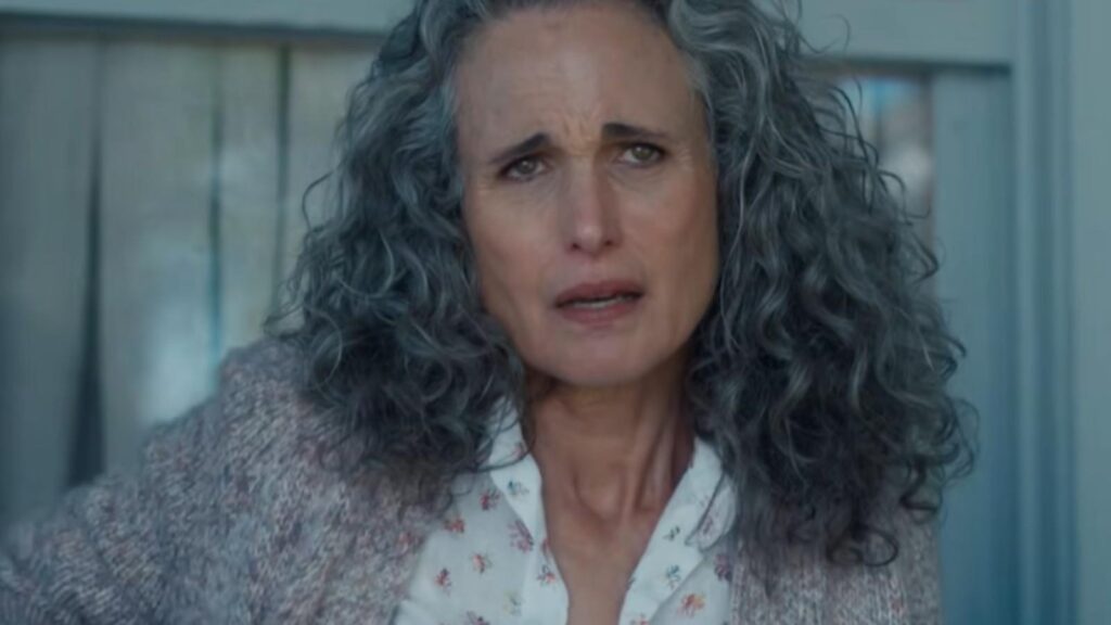 Andie MacDowell looking concerned indoors in The Way Home Season 4