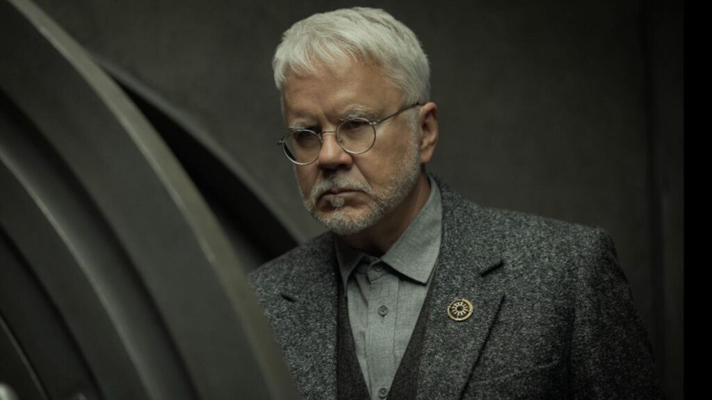 Tim Robbins as Bernard Holland in tense silo control room moment, from Silo season 2