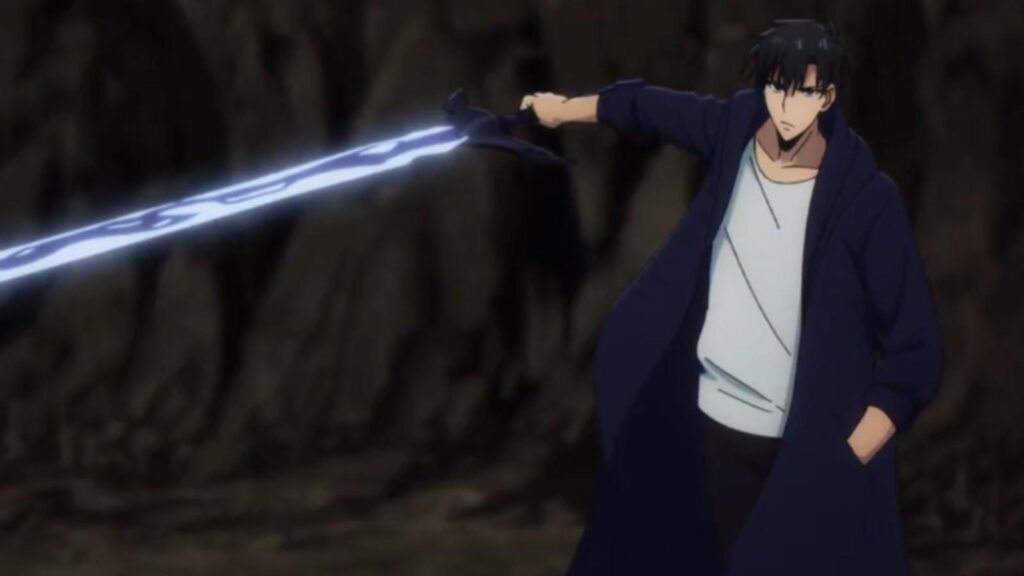 Sung Jin-woo wielding glowing blade during battle in Solo Leveling season 2