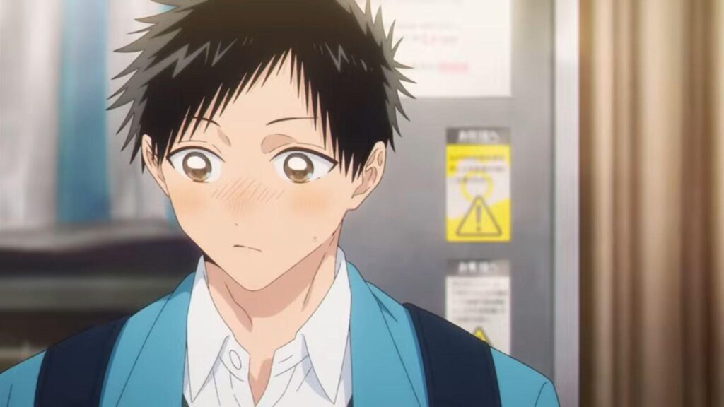 Chinatsu Kano smiling emotional scene under night sky from Blue Box season 2