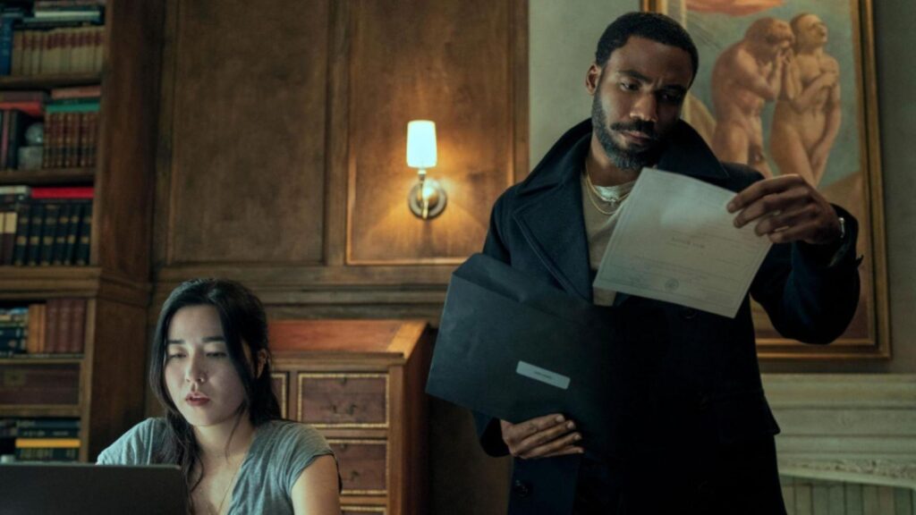 Donald Glover as John Smith and Maya Erskine as Jane Smith, from Mr and Mrs Smith season 1