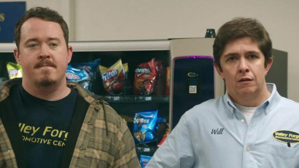 Shane Gillis as Shane and Steve Gerben as Will  in Tires season 2.