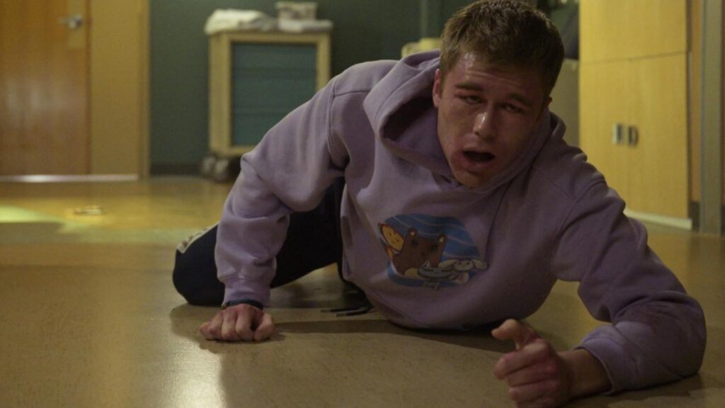 Owen Patrick Joyner crawls along hospital floor in Final Destination: Bloodlines