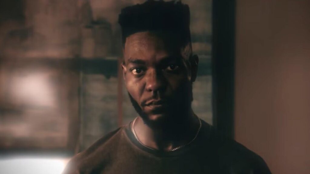 Bakari portrayed by Ahmad Nicholas Ferguson confronts unexpected visitor in The Chi Season 8