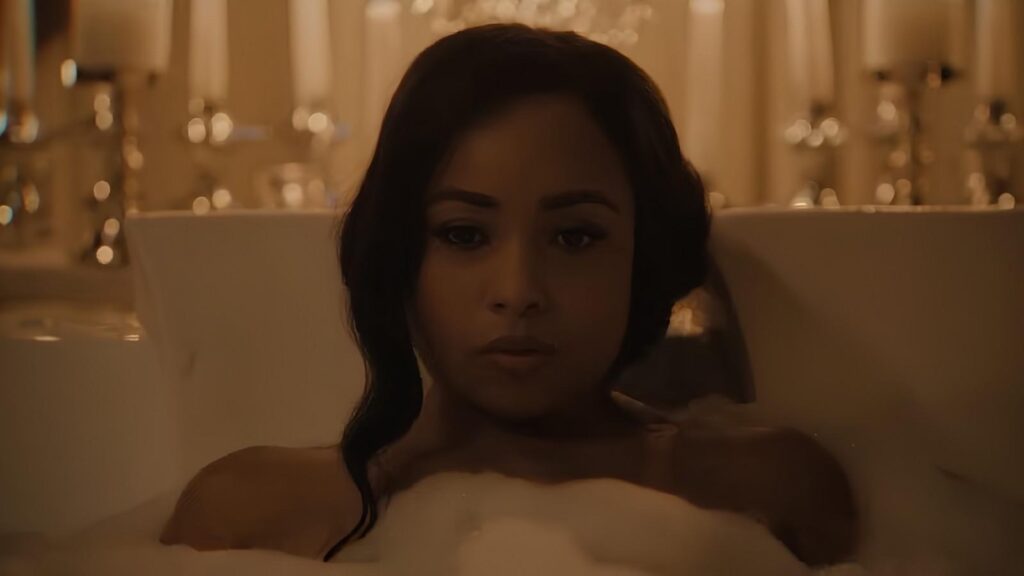 Kiesha Williams portrayed by Birgundi Baker relaxes anxiously in The Chi Season 8