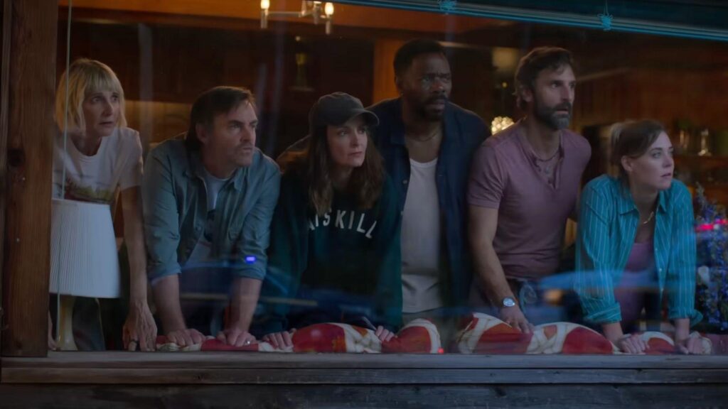 Kerri Kenney as Annes, Will Forte as Jack, Tina Fey as Kate, Colman Domingo as Danny, Marco Calvani as Claude, and Erika Henningsen as Ginny in Four Seasons season 2.