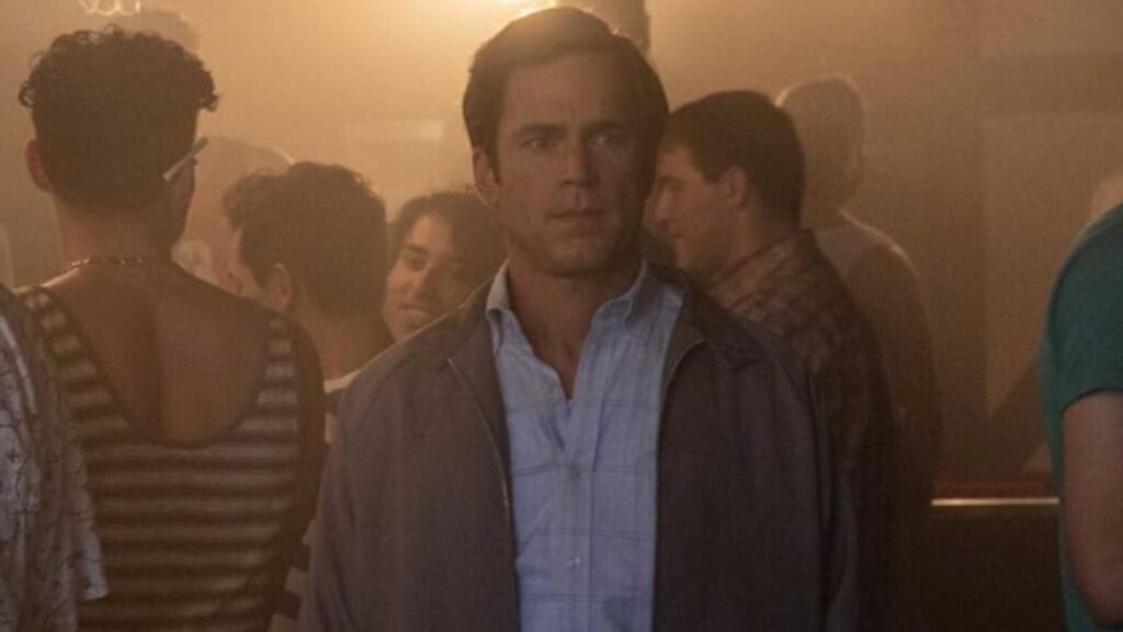 Matt Bomer as Hawkins Fuller in Fellow Travelers party scene