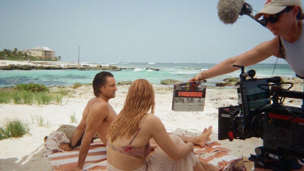 Martin Henderson and Alexandra Breckenridge film honeymoon beach scene in Mexico, from Virgin River season 8