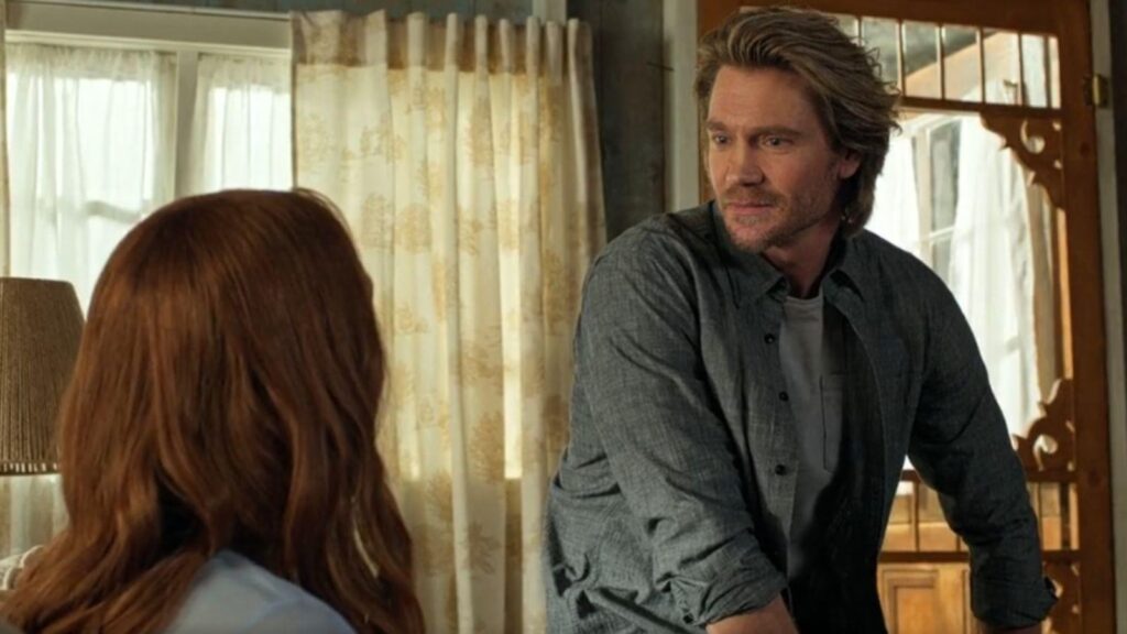 Morgan Kohan and Chad Michael Murray share emotional moment indoors, from Sullivan’s Crossing season 3