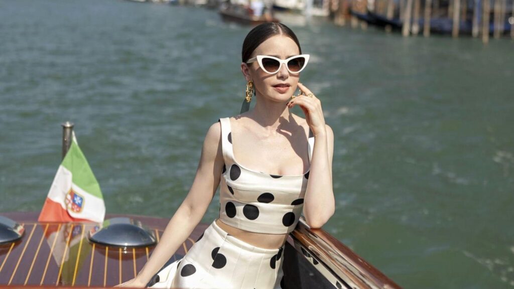 Lily Collins as Emily Cooper in Emily in Paris season 5.