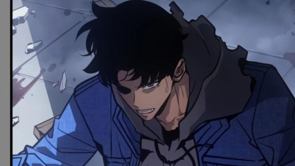 Sung Suho injured and determined during battle in Solo Leveling: Ragnarok scene