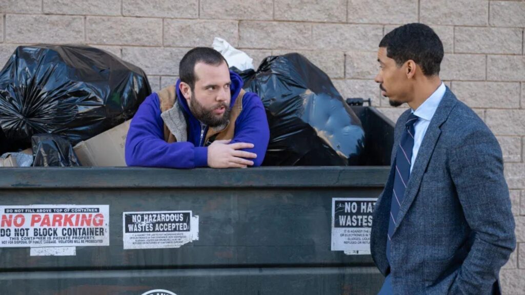 Eric Rahill as Travis, Melvin Gregg as Detrick from The Paper season 2