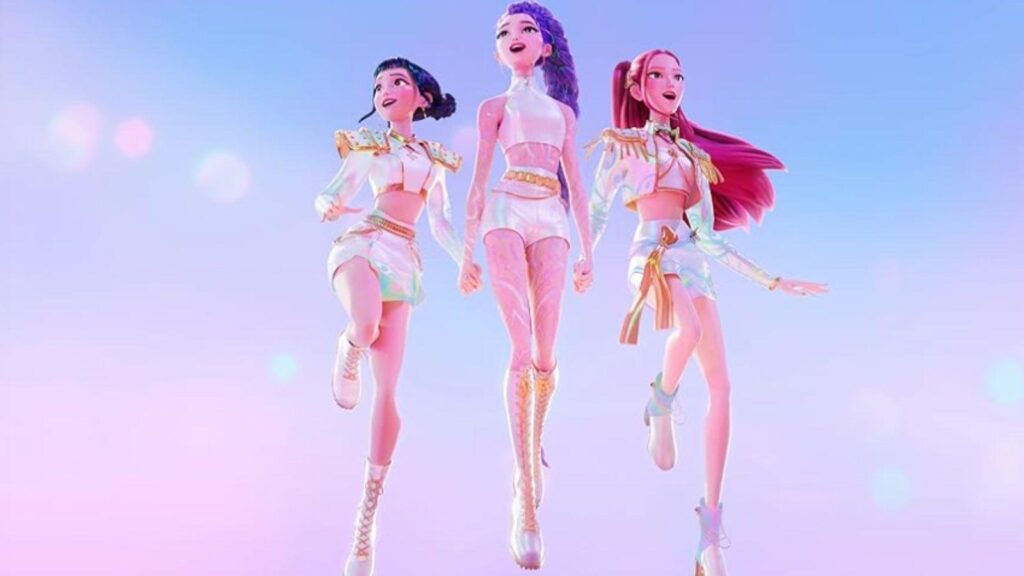 Arden Cho's Rumi with May Hong's Mira and Ji-young Yoo's Zoey united, from KPop Demon Hunters