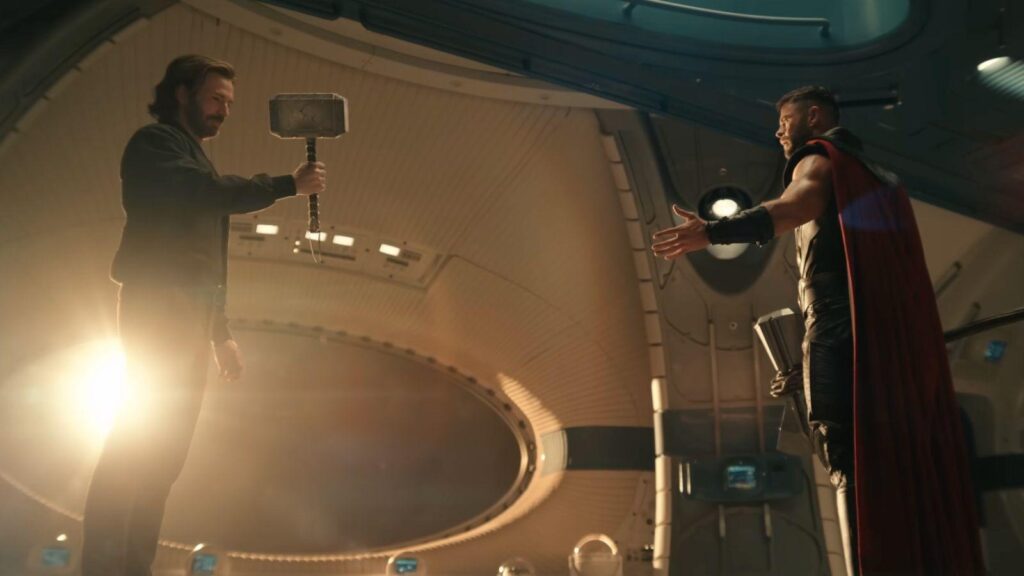 Chris Evans as Steve Rogers and Chris Hemsworth as Thor in Avengers: Doomsday.