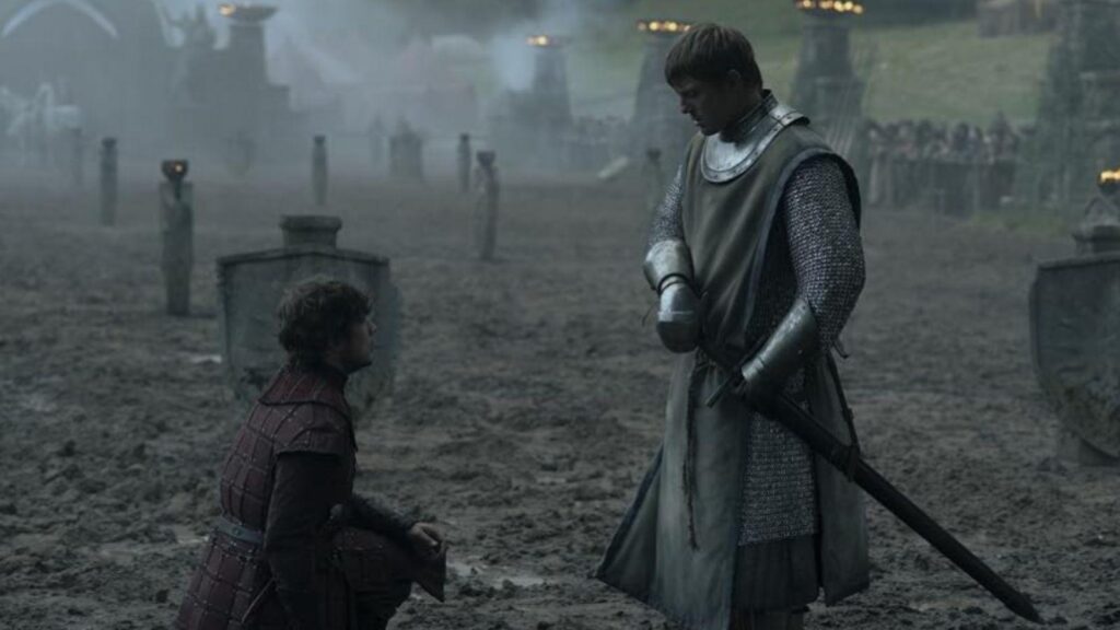 Peter Claffey and Dexter Sol Ansell face each other in Westeros battlefield from A Knight of the Seven Kingdoms season 1