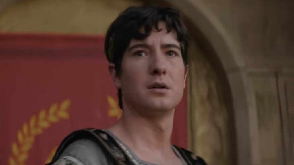 Andrew James Allen as Pontius Pilate looks stunned inside Roman hall in The Chosen Season 6