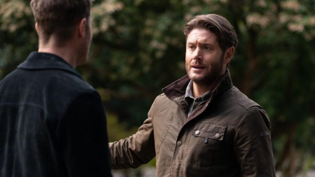 Justin Hartley confronts Jensen Ackles during an emotional outdoor exchange in Tracker Season 3
