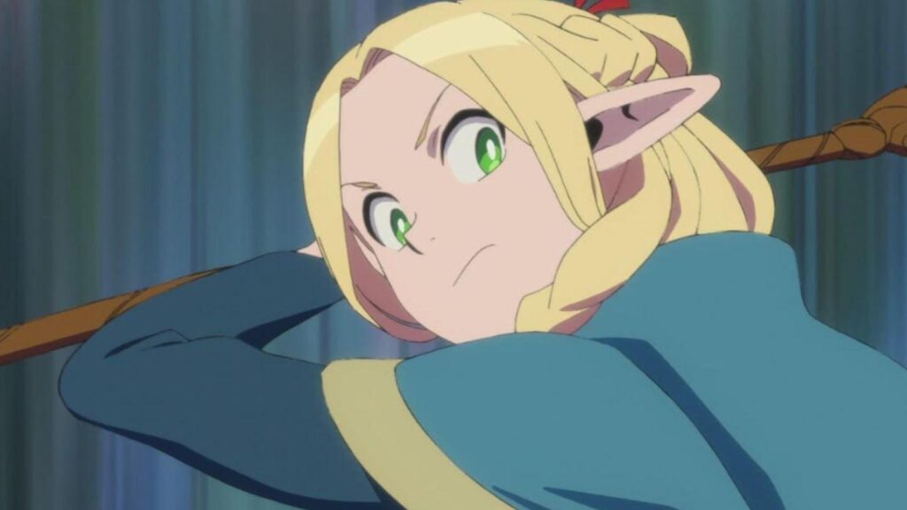 Marcille prepares a powerful spell before battle in Delicious in Dungeon, from Delicious in Dungeon season 1