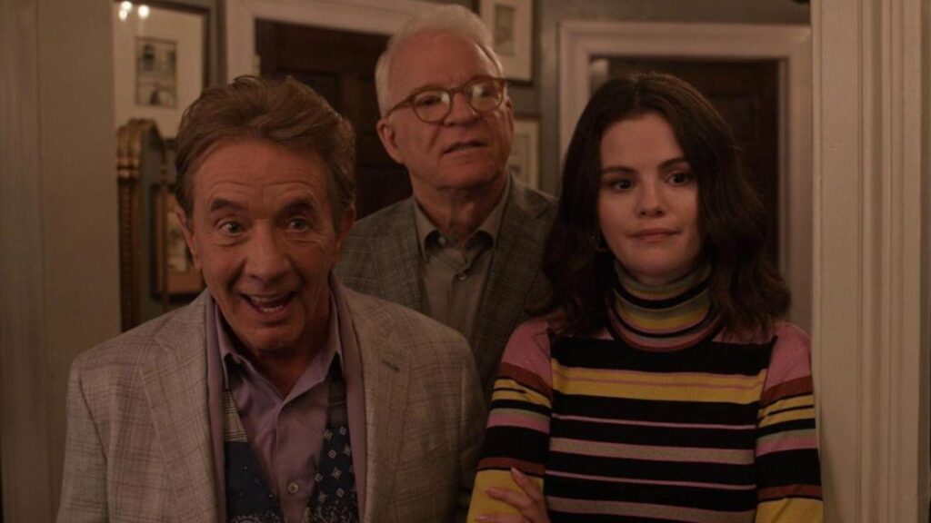 Martin Short, Steve Martin, Selena Gomez together, from Only Murders in the Building season 5